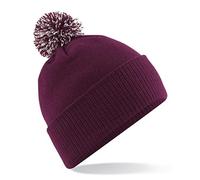 Beechfield Unisex B450 Snowstar Duo Beanie Hat Baseballkappe, Mehrfarbig (Burgundy/Off-White), Einheitsgröße