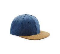Beechfield Unisex B668.DEN Suede Peak Snapback, Schwarz, Einheitsgröße