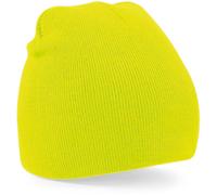 CB44 Beechfield Strickmütze Flach geschnitten Fluorescent Yellow One Size