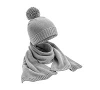 Beechfield Unisex Erwachsene Flecked gestrickte Mütze und Schal Set (Hellgrau) Einheitsgröße