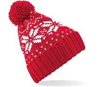 CB456 Beechfield Strickmütze im zeitlosen Fair-Isle-Strickmuster Classic Red One Size