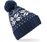 Beechfield Unisex Fair Isle Snowstar Beanie Bommel-Mütze B456 french navy/white one size