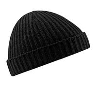 Beechfield Mütze Retro Trawler – Unisex Winter Beanie, Schwarz, Einheitsgröße