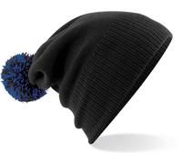 Beechfield Strickmütze B450 Snowstar® – doppellagiger Strick, Bommel, Schwarz, One Size