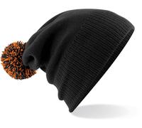 CB450 Beechfield Strickmütze Doppellagiger Strick Bommelmütze Black One Size