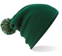 Beechfield Unisex Snowstar Beanie Bommel-Mütze B450 bottle green/off white one size