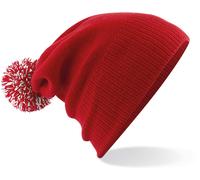 Beechfield Beanie CB450 Snowstar Duo – doppellagig mit Bommel – Classic Red/White Einheitsgröße