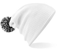 CB450 Beechfield Strickmütze Doppellagiger Strick Bommelmütze White One Size