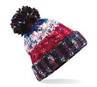 Beechfield Unisex Adults Corkscrew Knitted Pom Beanie Hat Strickmütze, Mehrfarbig (Black Jacks 000), Einheitsgröße