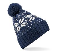 Beechfield Wintermütze mit Norwegermuster Fair Isle Snowstar - Dunkelblau / weiß
