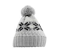 Beechfield Wintermütze Schneeflocken „Fair Isle“, Unisex Einheitsgröße grau / schwarz