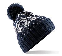 Beechfield Wintermütze Schneeflocken „Fair Isle“, Unisex Gr. Einheitsgröße, Navy / Weiß