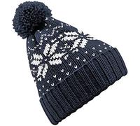 Beechfield Wintermütze Schneeflocken „Fair Isle“, Unisex Gr. Einheitsgröße, Navy / Weiß