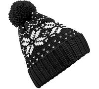 Beechfield Wintermütze Schneeflocken „Fair Isle“, Unisex Gr. Einheitsgröße, schwarz / weiß