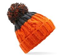 Beechfield Zweifarbige Strickmütze mit Bommel - Orange / graphit