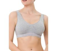 BeeDees Damen Bustier Comfee Crop Top Graumelange, 40/42 mit herausnehmbaren Cups Breite Träger