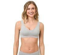 BeeDees Damen Bustier Comfee Crop Top Graumelange, 44/46 mit herausnehmbaren Cups Breite Träger