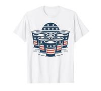Beer Pong USA Flagge 4. Juli Trinkparty Patriotisches Pong T-Shirt