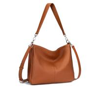 befen Damen Handtasche Echtleder Henkeltasche Shopper Tasche, Weiches Hobo Umhängetasche Schultertasche Frauen Mittelgroße mit 2 Schultergurten - Einfache Klassische Elegante, Braun