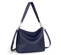 befen Damen Handtasche Echtleder Henkeltasche Shopper Tasche, Weiches Hobo Umhängetasche Schultertasche Frauen Mittelgroße mit 2 Schultergurten - Einfache Klassische Elegante, Blau