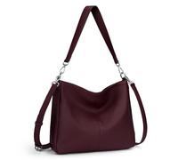 befen Damen Handtasche Echtleder Henkeltasche Shopper Tasche, Weiches Hobo Umhängetasche Schultertasche Frauen Mittelgroße mit 2 Schultergurten - Einfache Klassische Elegante, Rot