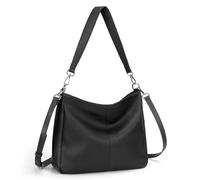 befen Damen Handtasche Echtleder Henkeltasche Shopper Tasche, Weiches Hobo Umhängetasche Schultertasche Frauen Mittelgroße mit 2 Schultergurten - Einfache Klassische Elegante, Schwarz
