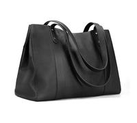 befen Echtleder Handtasche Damen Groß Shopper Tasche, 15,6 Zoll Laptoptasche, Leder Tote Bag Aktentasche Lehrertasche mit Laptopfach, Mode Schultertaschen für Business Büro Schule, Schwarz