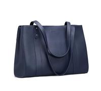 befen Echtleder Handtasche Damen Groß Shopper Tasche, 15,6 Zoll Laptoptasche, Leder Tote Bag Aktentasche Lehrertasche mit Laptopfach, Mode Schultertaschen für Business Büro Schule, Blau