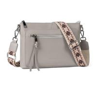 befen Echtleder Umhängetasche Damen Mittelgroß, Crossbody Bag Leder Handytasche zum Umhängen, Moderne Kleine Handtasche Damen mit Verstellbar Breitem Gurt, Grau