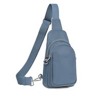 befen Kleine Umhängetasche aus echtem Leder für Damen, Diebstahlschutz, Umhängetasche, Bauchtasche für Reisen, mit RFID-Kartenfächern, Hell, blau, Umhängetasche