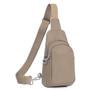 befen Kleine Umhängetasche aus echtem Leder für Damen, Diebstahlschutz, Umhängetasche, Bauchtasche für Reisen, mit RFID-Kartenfächern, Taupe, 11.02" x 6" x 3.15", Umhängetasche