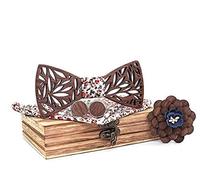 BEFORBIO Handgefertigte Fliege aus Holz, schick und modisch, modisches Accessoire oder Geschenkidee. Leicht verstellbar., Blumig, One size