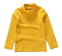 Beganly Mädchen T-Shirt Warmes weiches Basic Mock Rollkragen Top Kleinkind unter Schichtstück Kinder Baumwolle Langarm-Shirt Weiß Senfgelb 7 Jahre (Mustard Yellow 150)