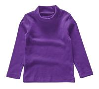 Beganly Mädchen T-Shirt Warmes weiches Basic Mock Rollkragen Top Kleinkind unter Schichtstück Kinder Baumwolle Langarm-Shirt Weiß Dunkelviolett 5 Jahre (Dark Purple 130)