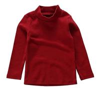Beganly Mädchen T-Shirt Warmes weiches Basic Mock Rollkragen Top Kleinkind unter Schichtstück Kinder Baumwolle Langarm-Shirt Weiß Weinrot 7 Jahre (Wine Red 150)