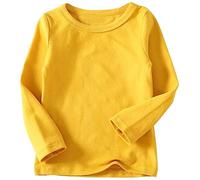 Beganly Mädchen T-Shirt Warmes weiches Basic Rundkragen Top Kleinkind unter Schichtstück Kinder Classics Baumwolle Langarm-Shirt Senfgelb 2 Jahre (Crewneck Yellow 100)