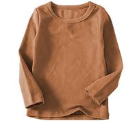 Beganly Mädchen T-Shirt Warmes weiches Basic Rundkragen Top Kleinkind unter Schichtstück Kinder Classics Baumwolle Langarm-Shirt Braun 3 Jahre (Crewneck Brown 110)