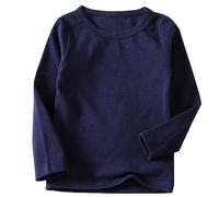 Beganly Mädchen T-Shirt Warmes weiches Basic Rundkragen Top Kleinkind unter Schichtstück Kinder Classics Baumwolle Langarm-Shirt Marineblau 3 Jahre (Crewneck Navy Blue 110)