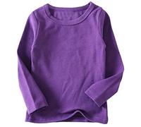 Beganly Mädchen T-Shirt Warmes weiches Basic Rundkragen Top Kleinkind unter Schichtstück Kinder Classics Baumwolle Langarm-Shirt Dunkelviolett 7 Jahre (Crewneck Dark Purple 150)