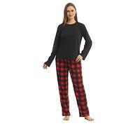 BEGIANT Winter-Pyjamas Damen Set Ultra Soft Microfleece Langarm Top & Fleece Checked PJs Bottoms für Frauen Lounge Wear Sets 2 Stück