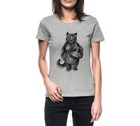 Behemoth Das Katze Damen Grau T-Shirt Kurzarm Women's Grey T-Shirt L