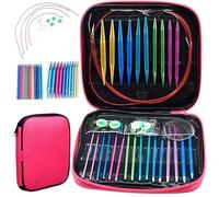Behogan Auswechselbare Rundstricknadeln Set, 2.75-10 mm Stricknadeln Set Austauschbar, Stricknadeln Rundstricknadel mit Aufbewahrungstasche, Aluminium Austauschbare Rundstricknadeln, für DIY