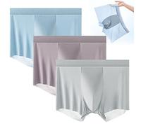 behound Men's Large Size Ice Silk Breathable Briefs, Jewyee Mens Silk Underwear, Jewyee Mens Boxer Brief (B,2XL)