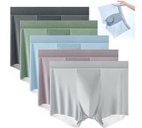 behound Men's Large Size Ice Silk Breathable Briefs, Jewyee Mens Silk Underwear, Jewyee Mens Boxer Brief (D,4XL)