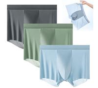 behound Men's Large Size Ice Silk Breathable Briefs, Jewyee Mens Silk Underwear, Jewyee Mens Boxer Brief (C,4XL)