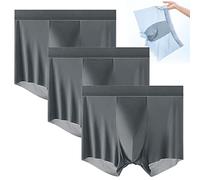 behound Men's Large Size Ice Silk Breathable Briefs, Jewyee Mens Silk Underwear, Jewyee Mens Boxer Brief (Dark Gray,2XL)