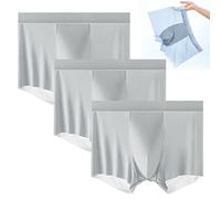 behound Men's Large Size Ice Silk Breathable Briefs, Jewyee Mens Silk Underwear, Jewyee Mens Boxer Brief (Light Grey,2XL)