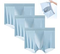 behound Men's Large Size Ice Silk Breathable Briefs, Jewyee Mens Silk Underwear, Jewyee Mens Boxer Brief (Blue,3XL)