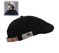 behound Retro Vintage Street Beret Cap, 2023 Trendy Men's Flat Adjustable Beret Hats, Newsboy Hats for Men (Black,Einheitsgröße)