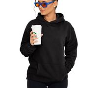 behype. Damen Oversize Hoodie Kapuzenpullover Einfarbig Basic Heavy Blank Pullover Unifarben Kapuzen-Sweatshirt Für Frauen DC_Damen_8001-Black-XS